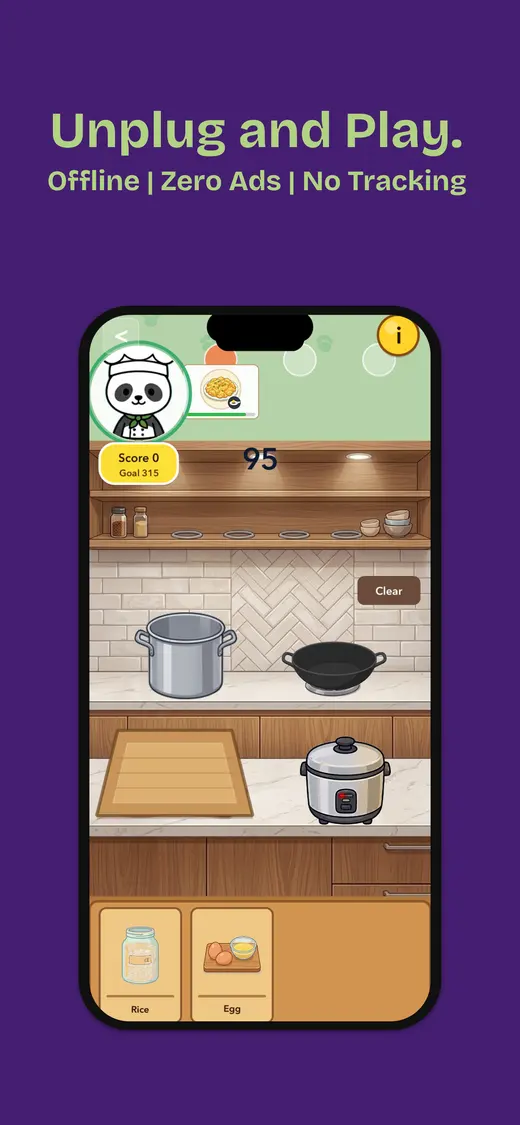 An offline cooking game with no ads and no tracking